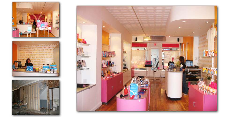 Retail enviornment design for Babeland Brooklyn. Counter area.