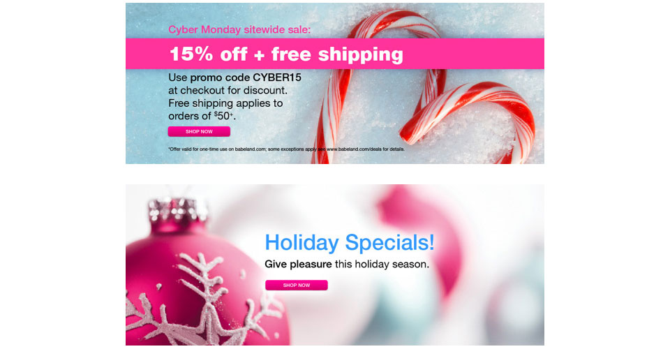Babeland.com holiday graphics.