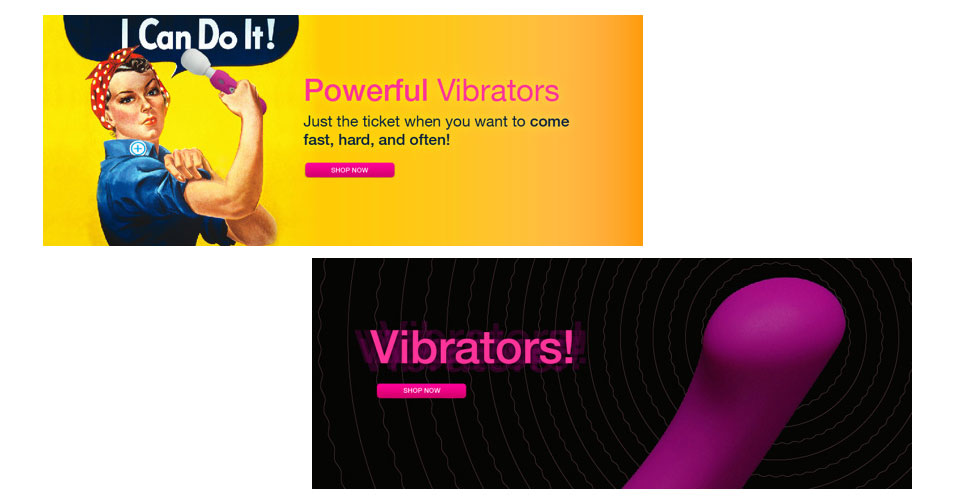 Babeland.com vibrator category graphics.