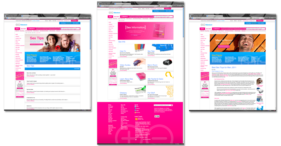 Creative direction for babeland.com, sex info pages