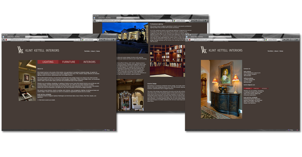 Website design/build for Klint Kettel Interiors, detail pages