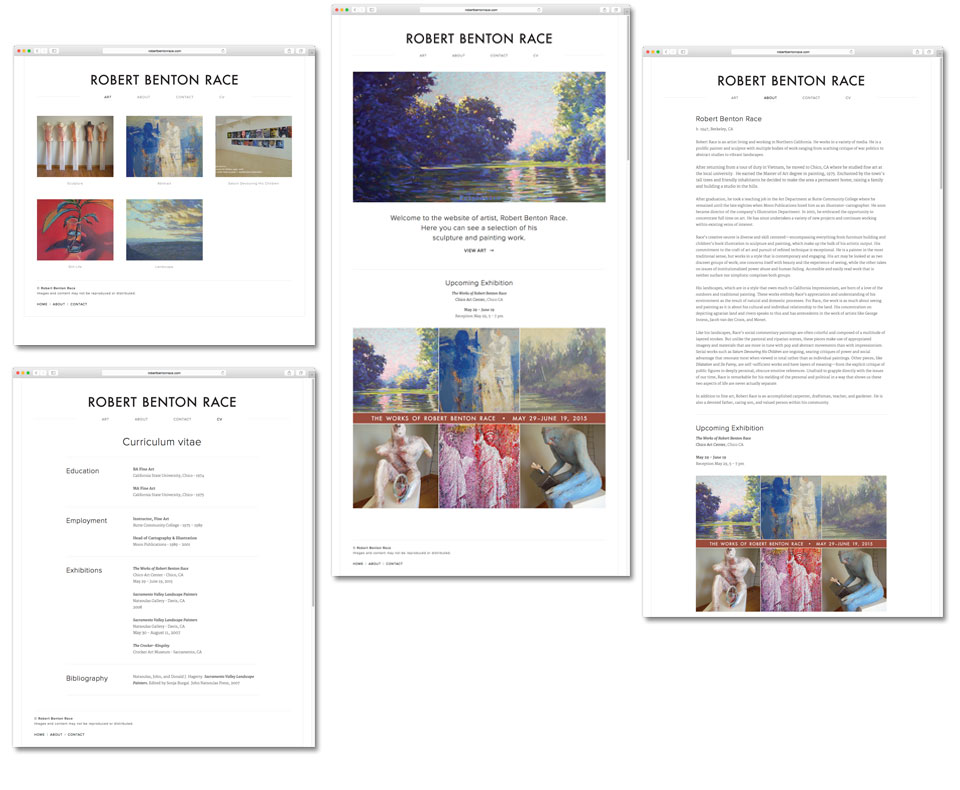 Robert Benton Race Fine Art website, main pages