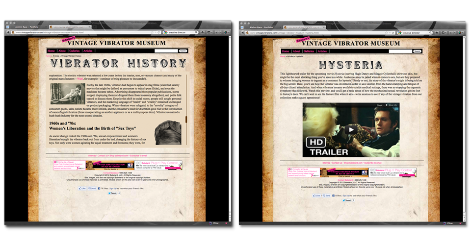 Vintage Vibrator Museum curator / Creative direction for museum website