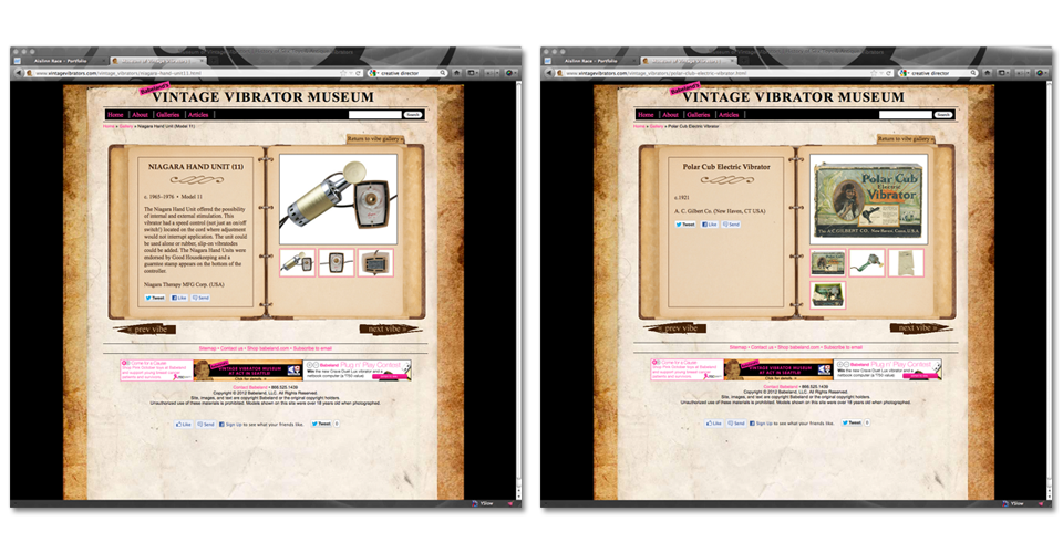 Vintage Vibrator Museum curator / Creative direction for museum website
