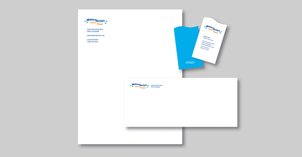 Identity design for Water Sprites Swim School, collateral