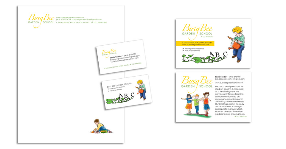 Identity design for Busy Bee Garden School, collateral
